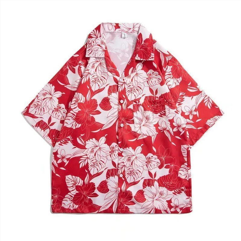 Vintage Hawaiian Floral Shirt - Vintage-Blumenhemd, kurzärmelig, thailändischer Stil, hawaiianischer Stil,