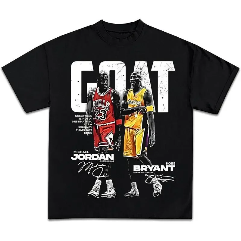 Acid Wash Vintage Graphic T Shirt - Goat MJ und Kb Bryant, lässiges