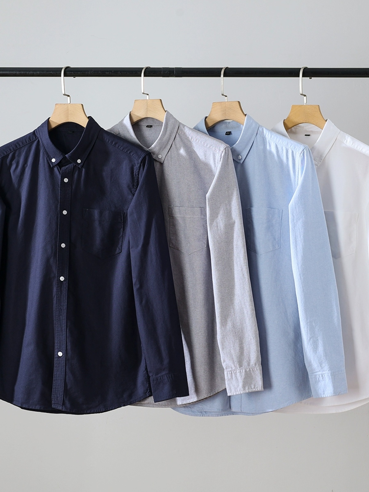 Oxford Cotton Casual Shirt Business - Hochwertiges Herren-Langarmhemd aus reiner Baumwolle, Oxford-Stoff,