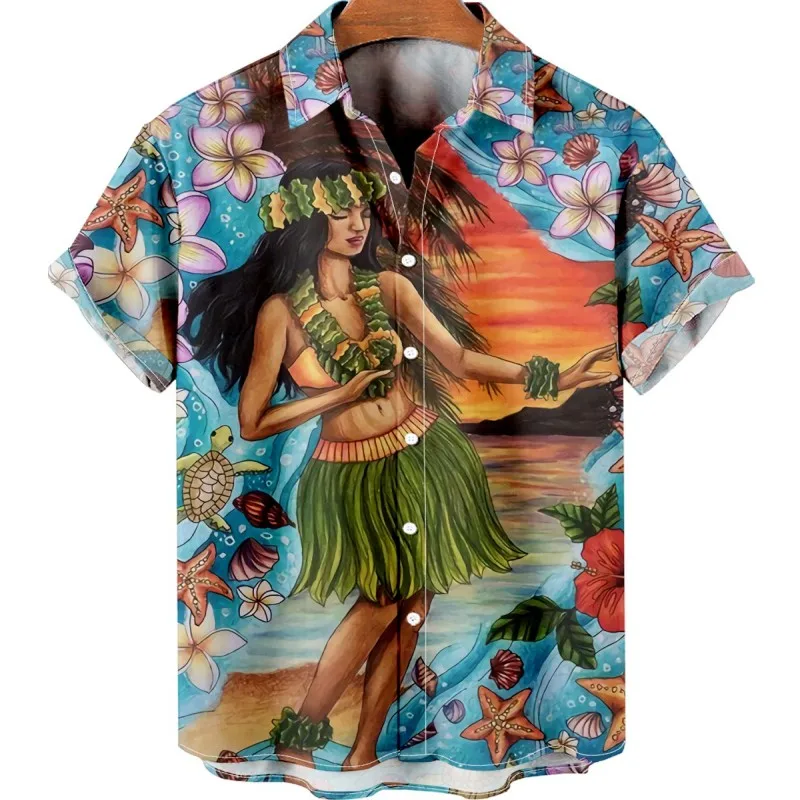 Vintage Hawaiian Floral Shirt - Herren Sommer Hawaiianisches Blumenmuster Vintage Oversize