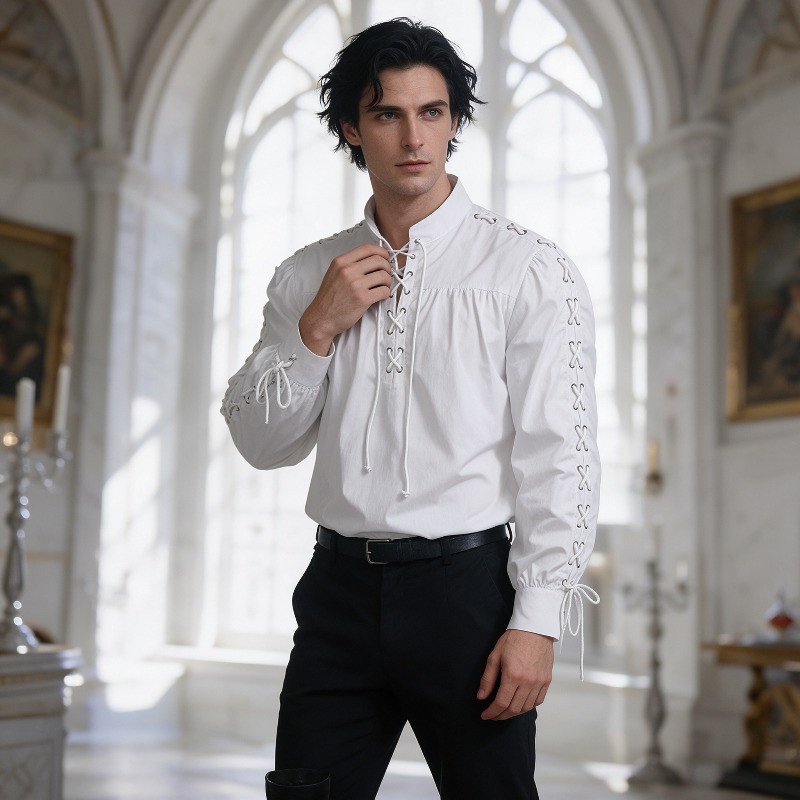 Mittelalterliches Piratenhemd  – Medieval Gothic Lace Up Pirate Shirt Bewertung und Preis