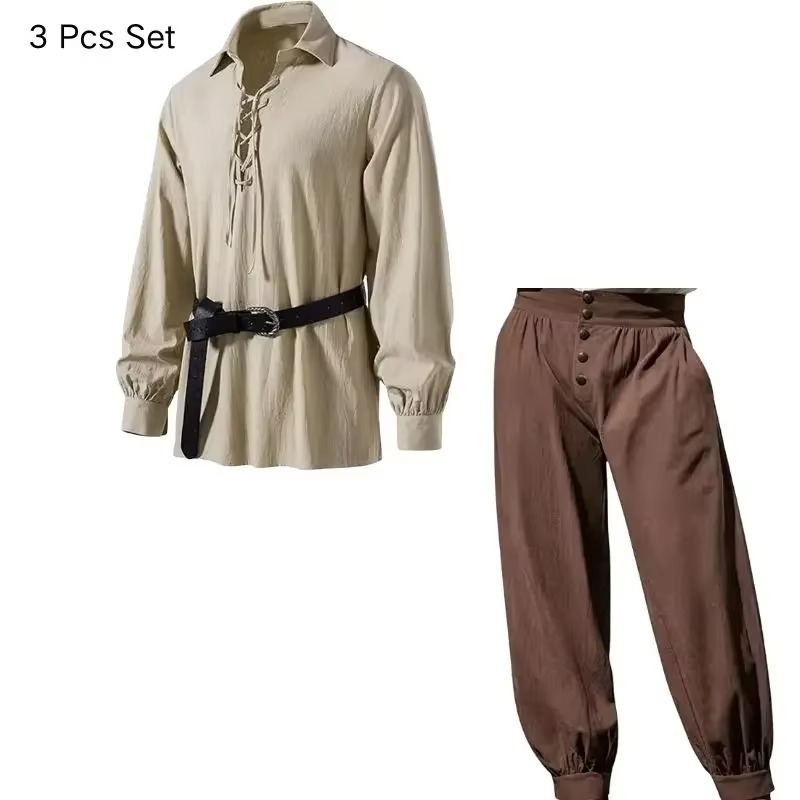 Männer Mittelalterliches Wikin – Medieval Gothic Lace Up Pirate Shirt Bewertung und Preis