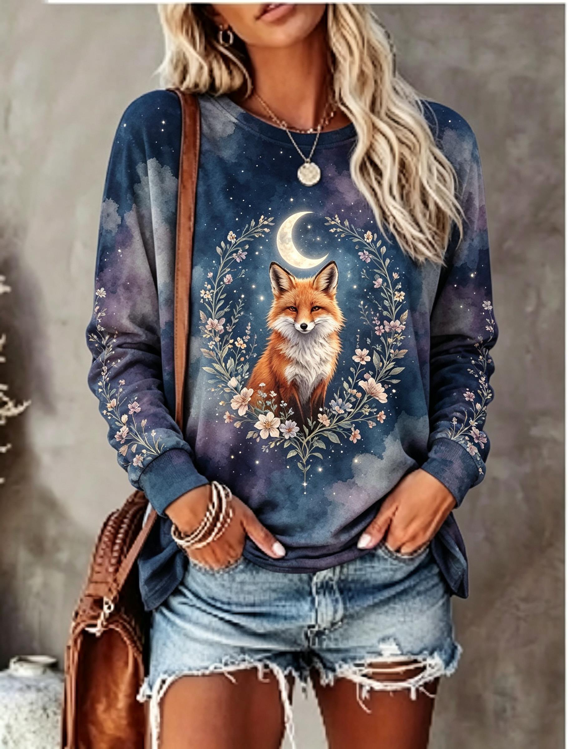 Damen-Langarm-T-Shirt mit Wolf – T-Shirts Bewertung und Preis